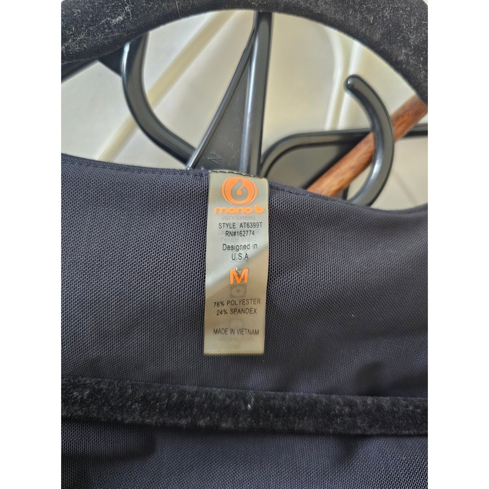 [Athleisure] Mono B Ruched Front Crop Top Womens Size M Black Workout Tank - Picture 3 of 6
